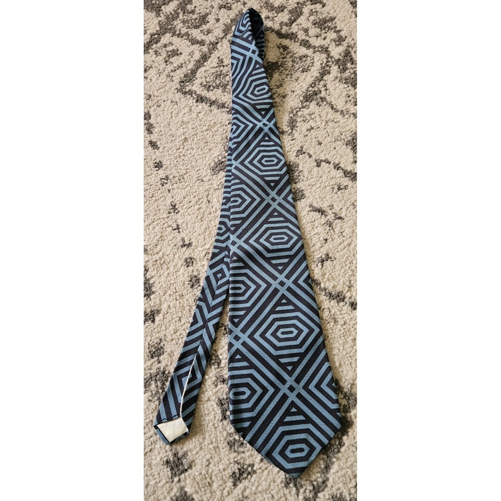 Vintage 1960s Halle Bros. Black Blue Abstract Tie